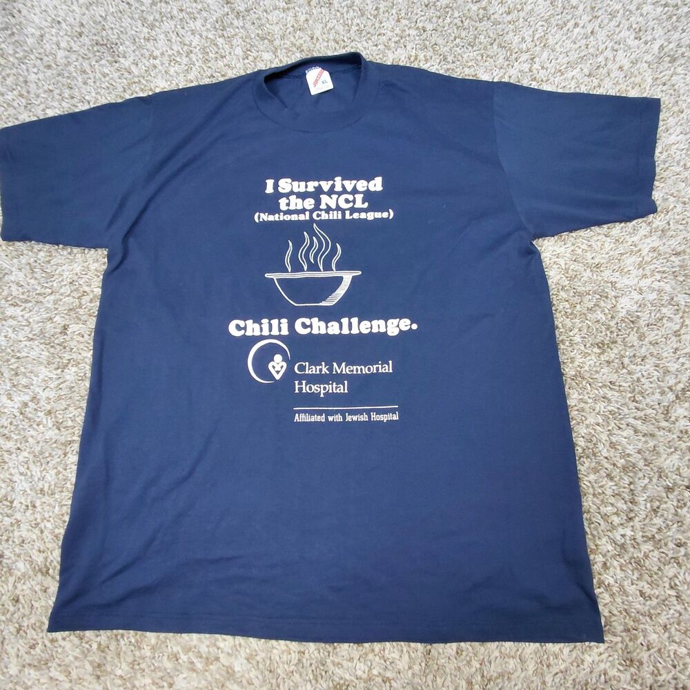 Vintage Paper Thin T-Shirt I Survived Chili Challenge Jerzees Mens XL Humor USA